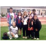 Unterfrnkische Meisterschaften in Bad Kissingen 1996: Artur Brunnmeier, Maxim Klos, Laura Sandor, Verena Mller, Sebastian Mller, Bruno Mller und Angelika Mller